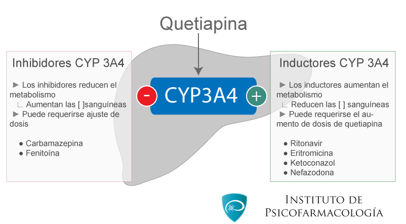 Farmacocinética de quatiapina: efectos de inhibidores e inductores CYP3A4
